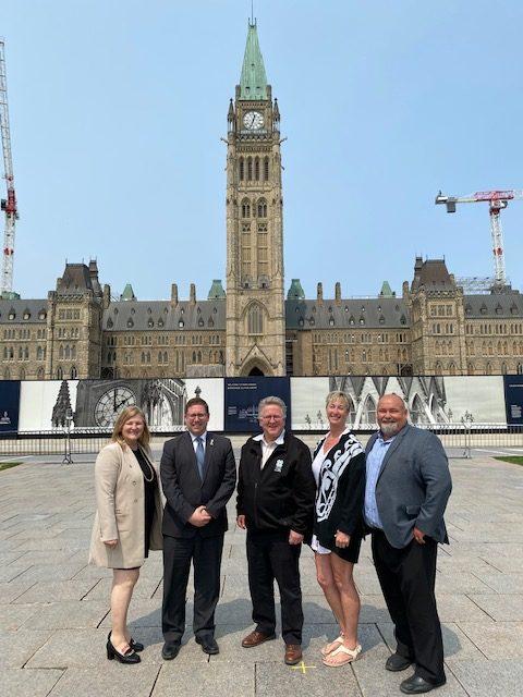 Crystal Mackay, Coordinator of Food Day Canada, Senator Rob Black, MP John Nater, Jackie Agnew, Anita Stewart’s one of daughters-in-law, and Jeff Stewart, one of Anita Stewart’s sons.